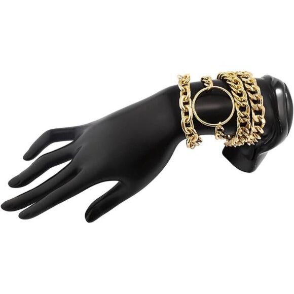 Chunky Gold Chain Bracelet Set for Women – Bold Statement Layered Bracelets - Picture 6 of 7